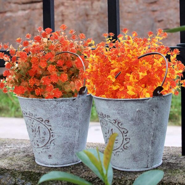 e1806df7037a8339 24 Bundles Outdoor Artificial Flowers UV Resistant Fake Boxwood Plants, Faux Greenery for Indoor Outside Hanging Plants Garden Porch Window Box Home Wedding Farmhouse Décor (Magenta)