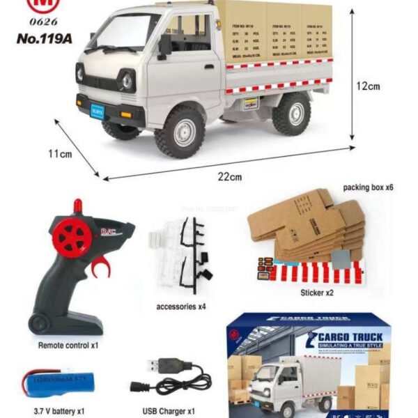 1:10/1:16 Wpl D12 Car Simulation Drift Climbing Truck Led Light Cargo Rc Electric Toy Model For Boys Christmas Surprise Gifts