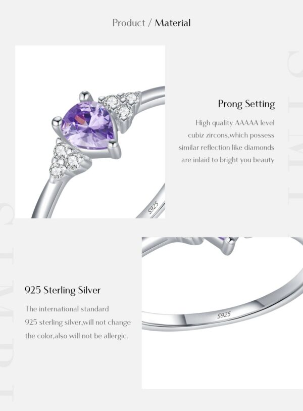 e198c0eb2783ec90 MODIAN 925 Sterling Silver Water Drop Cocktail Ring Classic Prong Purple Cubic Zirconia Rings For Women Female Fine Jewelry