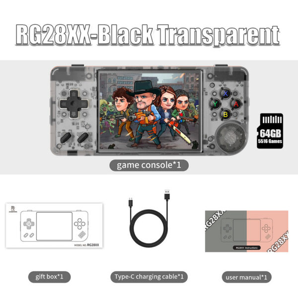 ANBERNIC RG28XX Retro Handheld Game Console 2.83-inch IPS Screen ux OS Built-in 3100mAH Battery 64G TF Card 5516 Games