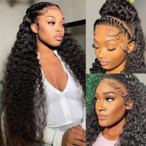 e1ba9e295901e639 Kinky Curly Wigs Frontal 13x4 HD Front Pre Plucked 4x4 Lace Closure Wig Remy Human Hair Extersion
