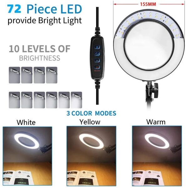 e1d5e0e07e75a4d8 72LED 8X/10X NEW Illuminated Magnifier USB 3 Colors LED Magnifying Glass for Soldering Iron Repair/Table Lamp/Skincare Beauty