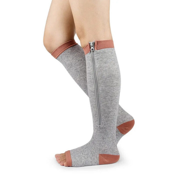1 Pair Zipper Women Men Pain Relief Stretchy Stockings Compression Sports Socks Support Open Toe