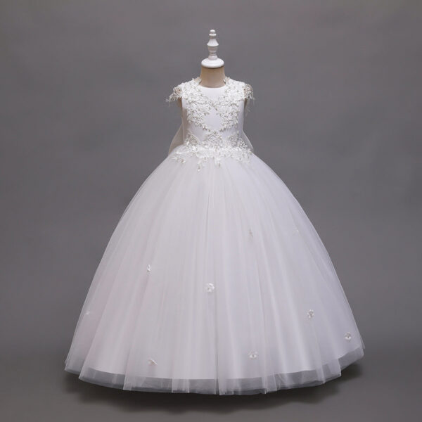 e1fedb02c384697a Flower girl's birthday communion party beaded 2024 New Year's Christmas Girl Princess flying sleeve Tutu small dress