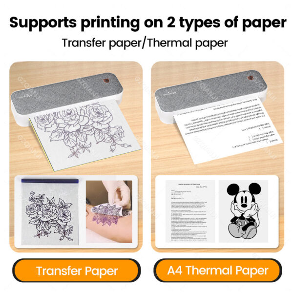 Peripage A40 Thermal Printer Wireless Tattoo Transfer Bluetooth USB Mobile hine Text PDF Document Printing Maker with Paper