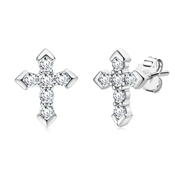 e20c72715e326cac 925 Sterling Silver Moissanite Arrow Cross Earrings Trend Fashion Hip-Hop European and American Couples Men and Women