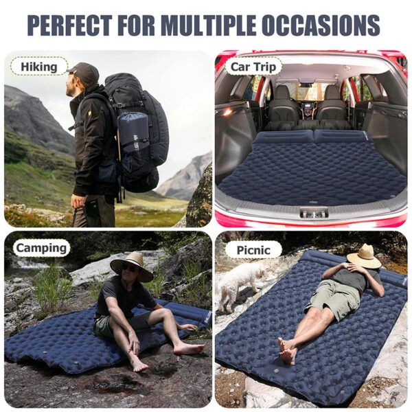 e22d12e4cd25c0c6 WESTTUNE Double Inflatable Mattress with Built-in Pillow Pump Outdoor Sleeping Pad Camping Air Mat for Travel Backpacking Hiking