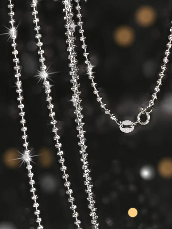 e2319713e06d7991 Sterling Sier 2mm Sparkling Diamond Necklace for Women men 40cm - 60cm S Ball Beads Chain fit Pendant DIY Jewelry