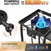 e236bce95e61c24e ROVSUN Single Burner Gas Stove with Side Shelf, 100,000BTU Portable Propane Stove with Removable Leg & Regulator for Camping Home Backyard Outdoor Cooking Brewing Canning Turkey Frying