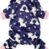 Fairy Unicorn Dog Pajamas, Pet Clothes for Small Dog Girl Boy, Lightweight Velvet Jammies, Cat Outfits, Chihuahua, Pomeranian, Purple, Medium