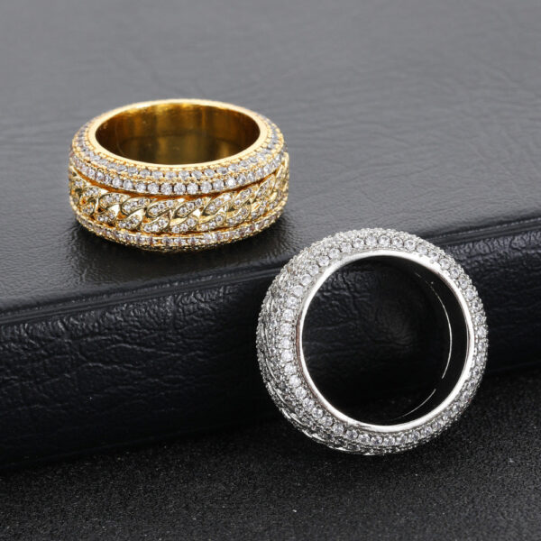 e2619b19c40b80ba HOYON Moissanite Diamond Shape Cuban For Men S Sterling Sier Gold Rings 3 Layers Hip Hop Goregous Sparkling Jewelry