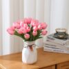 e26c5bbab5aac597 Dark Pink Tulips Artificial Flowers 20Pcs Real Touch Faux Fake Tulips Flowers for Home Office Wedding Decor Artificial Tulips Flower Arrangement Bouquet Faux Flowers for Decoration