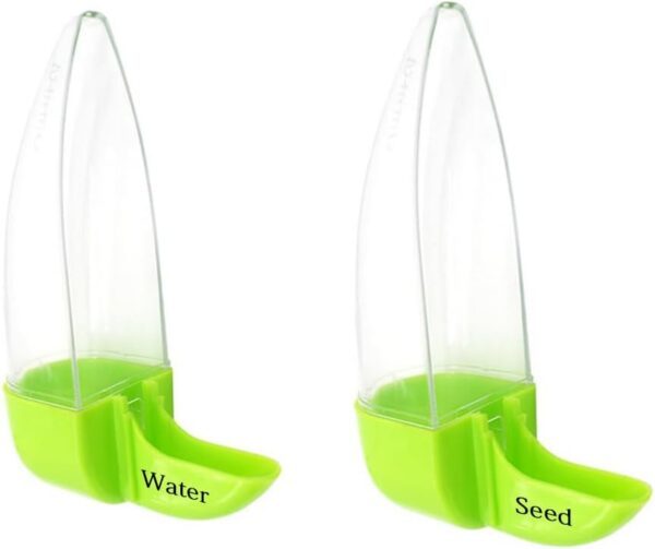 Birds Water Dispenser for Cage, Parakeet Feeder and Drinker Set, Plastic Seed & Water Dispenser, Automatic Bird Cage Water Feeder for Parrot Canaries Finches Budgie, 12 Days Capacity（4.05oz）