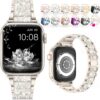 LELONG Compatible with Apple Watch Band 38mm 40mm 41mm Series 9 Series 8 7 6 5 4 3 2 1 SE Ultra, Bling Replacement Bracelet iWatch Band, Diamond Rhinestone Stainless Steel Metal Wristband Strap