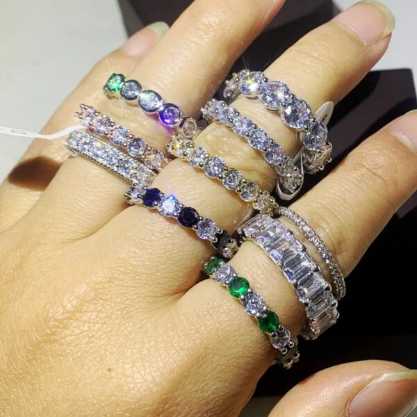 e28dd2e7531b06bf 2020 Sparkling Jewelry Sterling Sier White Topaz CZ Diamond Gemstones Promise Women Wedding Engagement Band Ring For Lover Gift