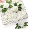 Mocoosy 50Pcs Roses Artificial Flowers, Navy Blue Fake Roses for Decorations, Real Touch Foam Rose with Stems Bulk for DIY Wedding Bouquets Centerpieces Arrangements Valentine's Day Party Home Decor
