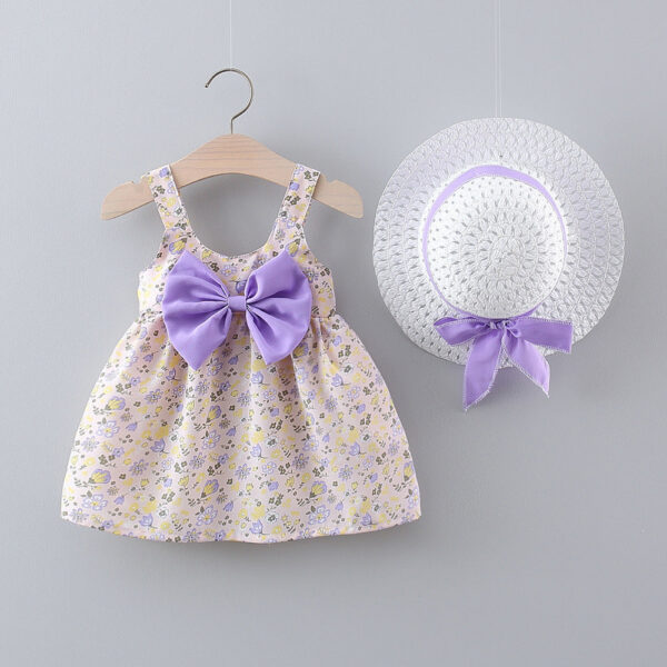 e2b2ce74c3f486ef 2pcs/Set Baby Girl Summer Fashion Dresses Floral Sling Children Clothing Sweet Cute Kids Sleeveless Dress 0-3 Years Old Toddlert