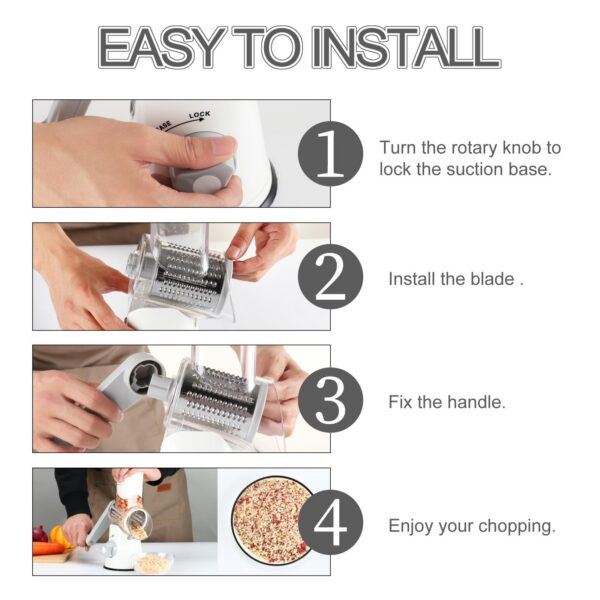 e2b8d016661fd844 Ourokhome Rotary Cheese Grater Shredder - 3 Drum Blades Manual Speed Round Food