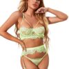 e2b9e79ba8304b9b WDIRARA Women's Sexy Floral Lace Cut out Underwire Garter Belt Bra and Panty Lingerie Set with Leg Rings