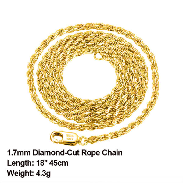 Effie Queen Italian 1.2mm1.5mm 1.7mm Diamond-Cut Rope Chain Necklace 40cm-60cm 100% Sier Woman Man Jewelry Gift DSC29