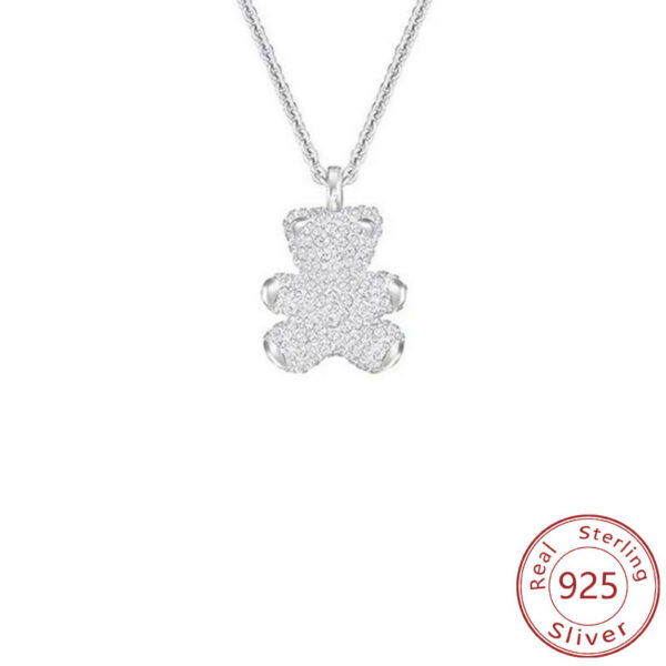 e2f03be353e476ba New Sier 3D Full Diamond Teddy Bear Necklace