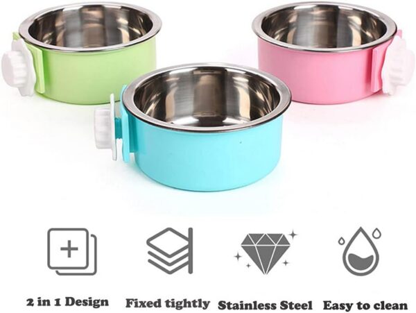e2fd3fd32306485d Crate Dog Cat Bowls, Removable Stainless Steel Hanging Pet Cage Bowls for Kennel, Water Food Feeder Bowls Cage Coop Cup for Cats, Dogs, Rabbits and Small Animals (Small, Pink)