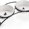 Y YHY Cat Bowls Elevated, Ceramic, 12 Ounces, Reduce Neck Burden, Anti Vomiting, Dishwasher Safe