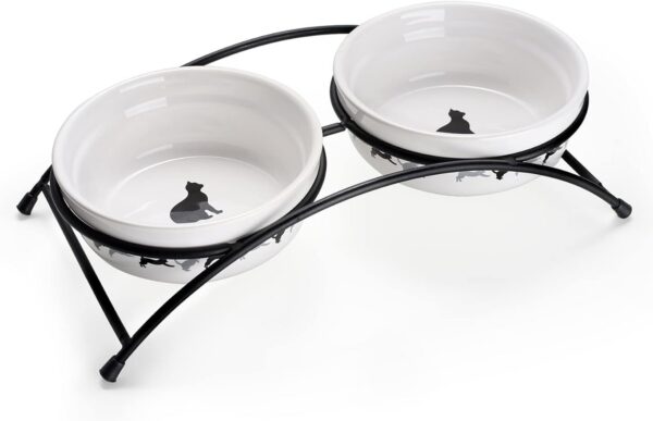 Y YHY Cat Bowls Elevated, Ceramic, 12 Ounces, Reduce Neck Burden, Anti Vomiting, Dishwasher Safe