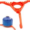 STCRERAG Gas Tank Bracket Foldable Canister Stand Gas Canister Support Orange Gas Tank Stove Stand Bracket Tripod Outdoor Stove Flat Gas Tank Holder for Outdoor Camping Hiking Picnic Cooking