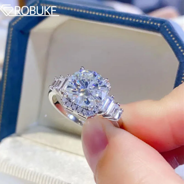 3CT Moissanite Sterling Sier Original Certified For Women Plated Au750 D Color VVS Lab Diamond Engagement Wedding Jewelry