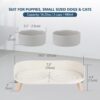 e364c86578d5ca45 Cat Food Water Bowl Set - Raised Cat Bowls with Non Slip Stand - Elevated Puppy Bowls for Small Dogs - Double Ceramic Cat Feeding Bowls with Splash Proof Guard - Tall Cat Dishes - 2 x 480 ML - 16.2 OZ