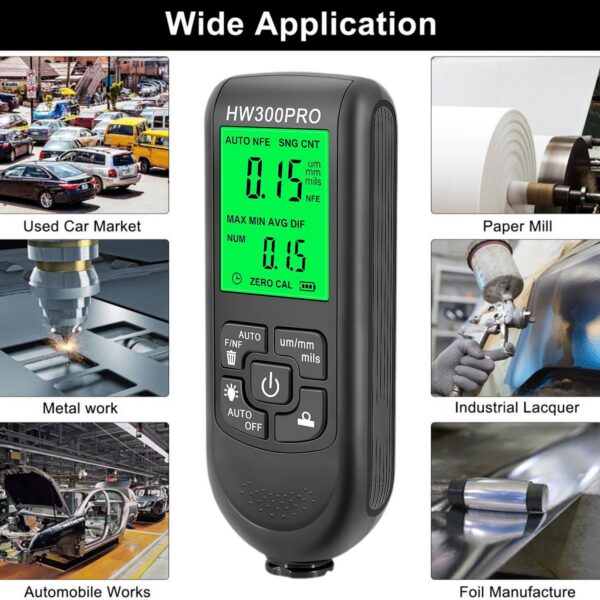 e369e96e6bdd7a13 1Pcs HW-300PRO Car Film Automatic Gauge 0-2000UM Fe & NFe Coating Thickness Tester Manual Automotive Paint Tools