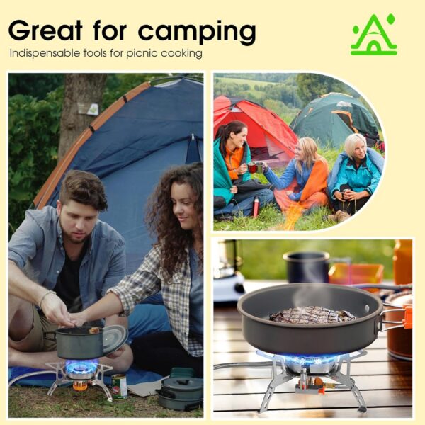 e38d682fbe8d072a SWAWIS 3500W/6800W Windschutz Campingkocher Piezozündung Faltbarer Gaskocher Gasbrenner Camping Stove mit Adapter, Camping Kocher für Hiking Camping Picknick Trekking Outdoor Wandern