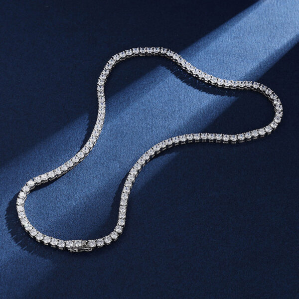 Smyoue 100% S Sterling Sier 4mm Moissanite Tennis Chain Sparkling Lab Diamond Necklace Fine Jewelry Certificated