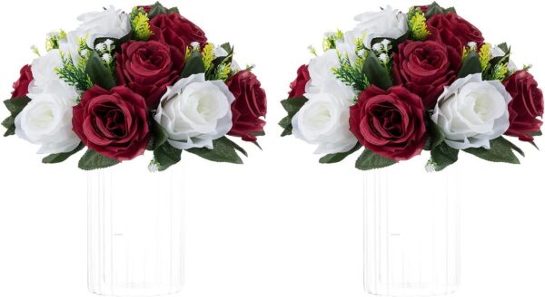 e3a108651f5b57b0 NUPTIO Flower Ball Arrangement Bouquet - 2 Pcs 9.5 inch Diameter Dusty Rose Fake Flowers Roses Balls for Centerpieces Tables - Artificial Rose Arrangements for Wedding Centerpiece Table Decorations