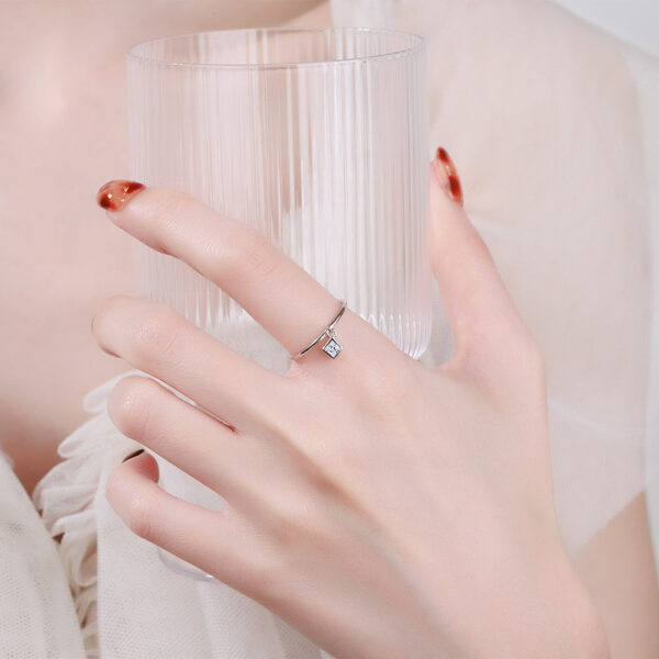 e3a49c7d089221bb NEW Simple Geometric Rhombus Couple Ring For Women Small Diamond Crystal Genuine Sterling Sier Anniversary Gift Jewelry