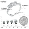 BAMOER 1.1CTTW Round Moissanite for Women, White Gold Plated D Color VVS1 Lab Diamond Sterling Sier Engagement Ring