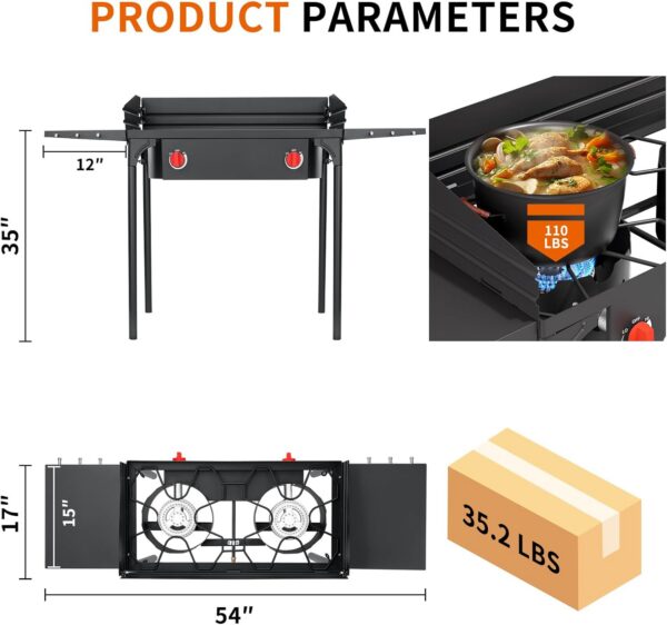 SKOK High Pressure 1/2/3 Burners Propane Camping Stove, Propane Burners for Outdoor Cooking