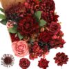 e3b8d6e418fe5e52 Floweroyal Artificial Flowers Combo Dusty Blue Flowers Mix Silk Flowers Dahlia Roses with Stems for DIY Wedding Bridal Bouquets, Baby Shower, Floral Arrangement, Table Centerpieces, Home Decorations.
