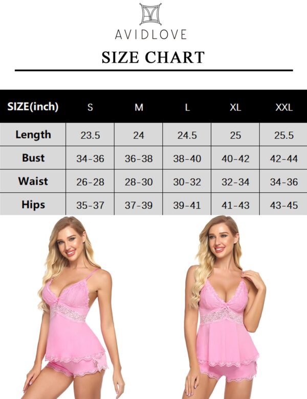 Avidlove Womens Sweeess Cami Set Lace Camisole Lingerie Nightwear Sexy Pamas Lounge Sets