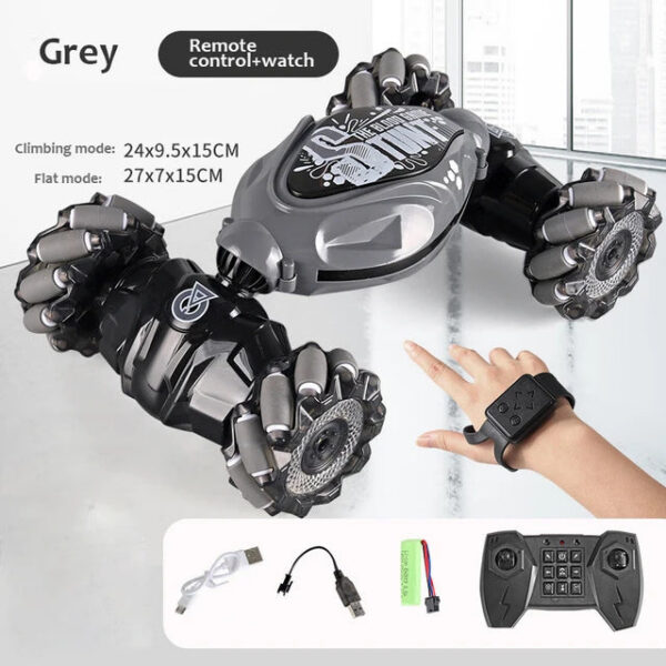 e3bb74a5a2addbb5 4WD RC Drift With Music Led Lights 2.4G Gesture Radio Remote Control Spray Stunt 360° Rotating Climbing Car Toys Gift