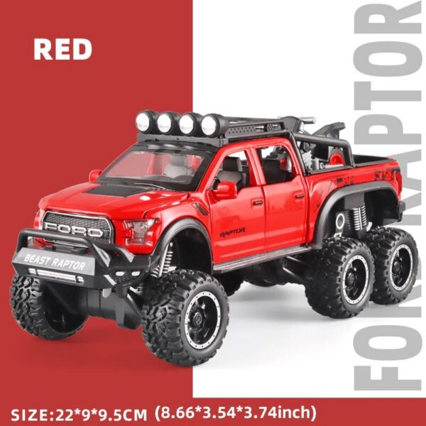 1:24 Pickup Trucks Boys F150 Raptor Diecast Metal Model Car with Sound Light for Kids Age 3 Year and up Blue