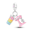 e3cf5b07ed2b760e MULA 1PC Sier Plated Dangle Charms Lipstick Plane Insect Pendants Fit Original Bracelet Beads DIY Fashion Jewelry