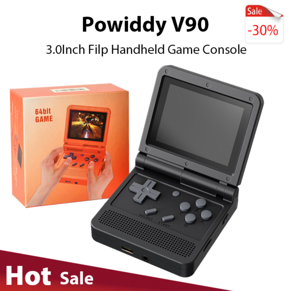 e3d4641114f95feb Powkiddy V90 3.0Inch IPS Screen Retro Video Open Source PS1 Mini Portable Handheld Game Console 64G 15000Games