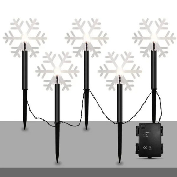 e3d5170a58140fea Outdoor Christmas Snowflake Star Solar Powered Lawn Light Set Of 5PCS Waterproof Pathway Stake Lights
