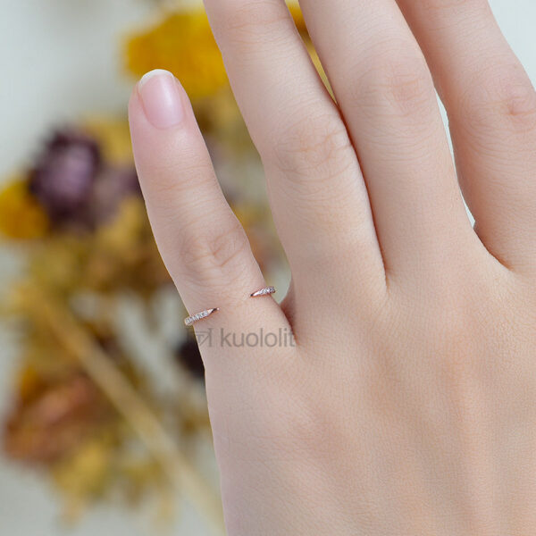 e3eb55a018b07b96 Kuololit AU750 14K Rose Gold Moissanite Ring for Women Solitaire Matching Wedding Diamond V Band Engagement Christmas