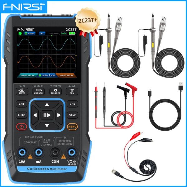 FNIRSI 2C23T 2C53T Upgrade 50MHz Handheld Digital Oscilloscope Multimeter Signal Generator  3 in 1 Dual Channel Automotive Tools