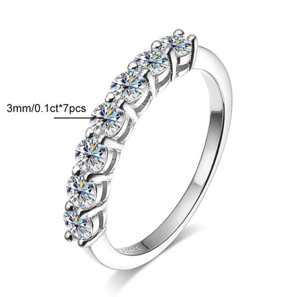Houtros 3mm Moissanite Rings for Women S Sier 7 Stone Engagement Wedding Sparkling Diamond Ring Fine Jewelry Gift