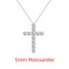 NKHOG 3/4/5mm D Color Moissanite Cross Pendants Necklace For Women Sterling Sier Christian Diamond Neck Chain Fine Jewelry