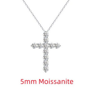 e43853b3e2b6c090 NKHOG 3/4/5mm D Color Moissanite Cross Pendants Necklace For Women Sterling Sier Christian Diamond Neck Chain Fine Jewelry